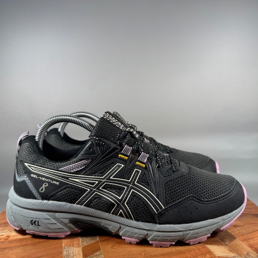 ASICS Gel-Venture 8 Womens 9.5 Wide Black Lavender Trail Running Shoes 1012A706